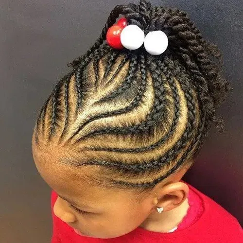 Child with a cute and protective braided hairstyle