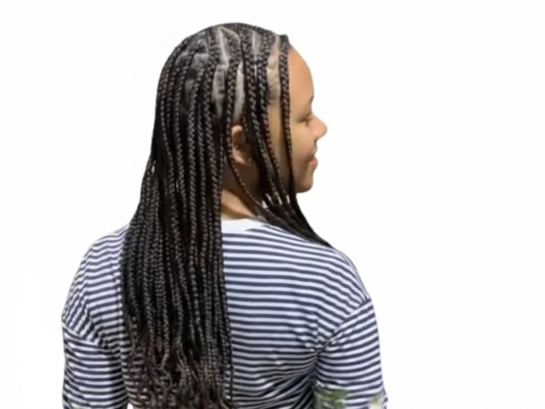 Client with blonde boho braids